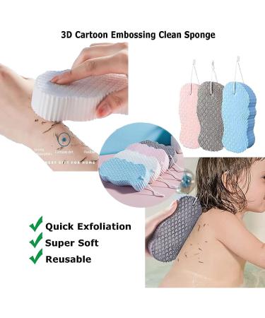 2Pcs Ultra Soft Bath Body Shower Sponge | Exfoliating Dead Skin Remover for Adults, Children & Pregnant Women | Spa Scrub Sponge - Buy Online on GoSupps.com