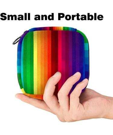 Colorful Rainbow Storage Bags for Women | Large Menstrual Cup Pocket & Zipper | Panty Liners Tampons & Period Inserts - Multicolored Design - Buy Online on GoSupps.com