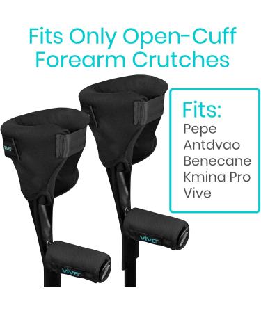 Vive Forearm Crutch Pads - Arm Cuff Padding for Adults - Mobility Handle Cushion for Men and Women (Black) - Buy Online on GoSupps.com