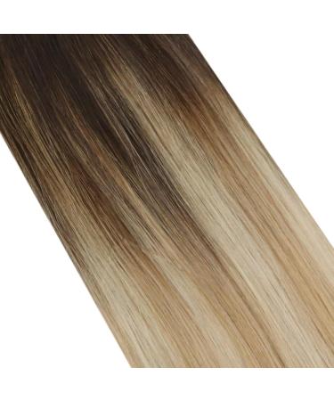 Moresoo Blonde Tape In Extensions 60 cm | Ombre Blond #2/27/613 | Dark Brown to Caramel Blonde Real Hair | 20 Pieces 50g Invisible Tape Extensions - Buy Online on GoSupps.com