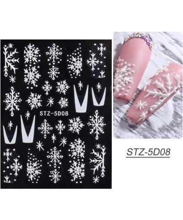 JMEOWIO 8 Sheets Christmas Nail Art Stickers 5D Self Adhesive Nail Art Decals Stereoscopic Embossed Snowflake Reindeer Snowman Santa Claus Pattern DIY Design Nail Decoration for Women Girls - Buy Online on GoSupps.com