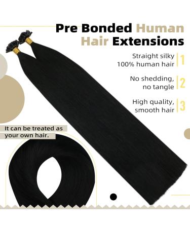 Ugeat Black Remy Hair Extensions | U-Tip Bonding 35cm 50g - Premium Quality 1B Short Hair Extensions - Buy Online on GoSupps.com