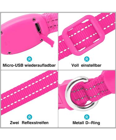 KOSKILL LED Dog Collar - Waterproof & Bright Adjustable USB Lighted Collar for Small Dogs (Pink Size S) - Safe & Stylish Pet Accessory - Buy Online on GoSupps.com