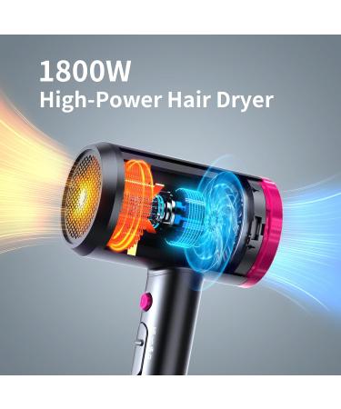 Sawop Hair Dryer with Diffuser Lightweight Blow Dryer for Curly Hair for Women/Men 1800 Watt Ionic HairDryer Blow Dryer with Nozzle for Fast Drying as Salon Portable Dark Grey - Buy Online on GoSupps.com