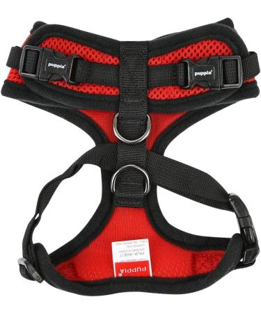 Puppia Ritefit Dog Harness for Small to Medium Dogs - Adjustable Soft and Versatile | Ideal for Puppies - Anti-Tank Tableware - Red - Buy Online on GoSupps.com