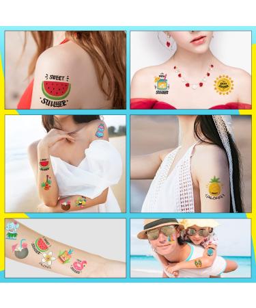 80-Piece Hawaiian Temporary Waterproof Tattoos - Summer Themed Sticker Party Decorations for Kids & Adults - Buy Online on GoSupps.com