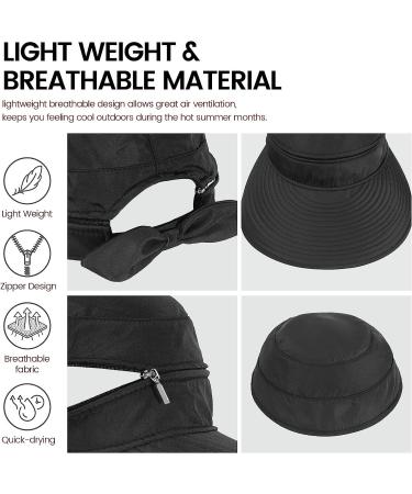 Simplicity Women's UPF 50+ UV Sun Protective Convertible Beach Visor Hat in Black - Buy Online on GoSupps.com