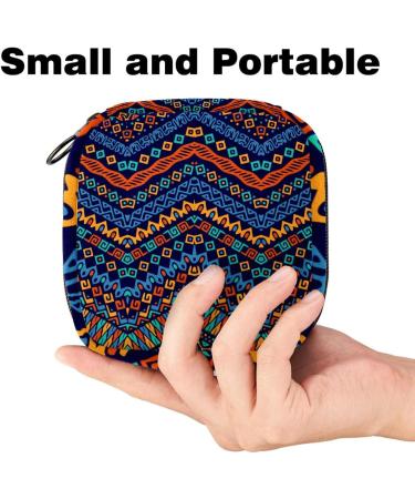 Menstruation Pad Bag with Zipper | Women's Napkin & Tampon Storage | South American Indian Pattern | Stylish & Functional Collection Bags for Women & Girls - Buy Online on GoSupps.com