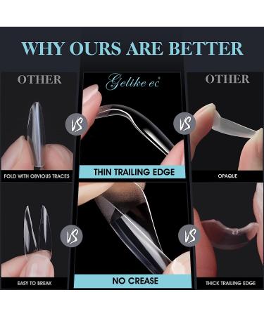 Gelike EC 552PCS Soft Gel Nail Tips Kit | Clear Cover Full Nail Extensions - Medium Almond | DIY Salon Gift - Buy Online on GoSupps.com