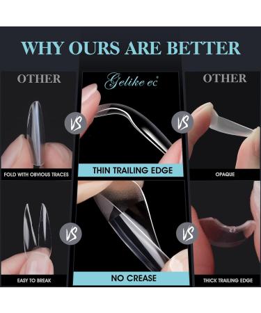 Gelike Ec Mandel Full Cover Nail Tips - Soft Gel Fake Nails 552 Clear Medium Almond Tips for DIY Nail Art - 12 Sizes Perfect for Salon & Home Use - Buy Online on GoSupps.com