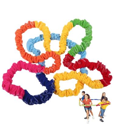 Cooperative Stretchy Band Elastic 78.74in Colorful Portable of War Rope Tear Resistant Fleece Exercise Bands for Group Games Fits 3 People Stretchy Band 300cm