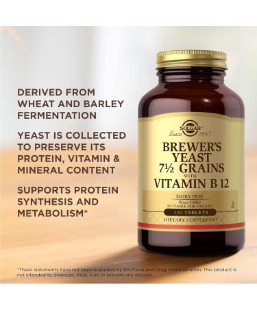 Solgar Brewer's Yeast 7 Grains with Vitamin B12 - 500 Tablets (Pack of 2) - Non-GMO Vegan Dairy Free Kosher - 82 Servings - Buy Online on GoSupps.com