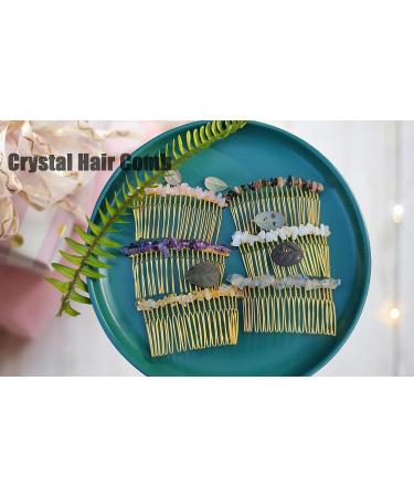 Handmade Rose Quartz, Amethyst, Moonstone Hair Comb Set - Crystal Hair Accessories for Women - Buy Online on GoSupps.com