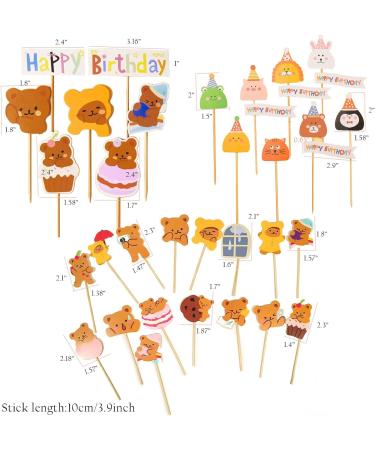 Zraywork 31Pcs bear cupcake toppers cupcake picks animal cupcake toppers cute cake topper bear cake decoration girl cupcake topper for girls women students wedding party anniversary celebration - Buy Online on GoSupps.com