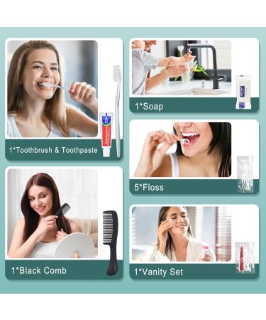 25 Sets Personal Hygiene Kit Bulk - Disposable Toiletry Kits for Travel Homeless Supplies | Toothbrush Toothpaste Floss Comb & Soap Cover - Buy Online on GoSupps.com