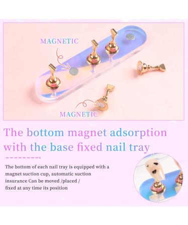 ANGNYA 2 Set Nail Stand Aurora Nail Holder for Painting Nail Stand for Press on with 96 Pcs Reusable Sticky Putty Nail Display Stand Nail Hand Practice Magnetic Nail Art Tools (Round) - Buy Online on GoSupps.com