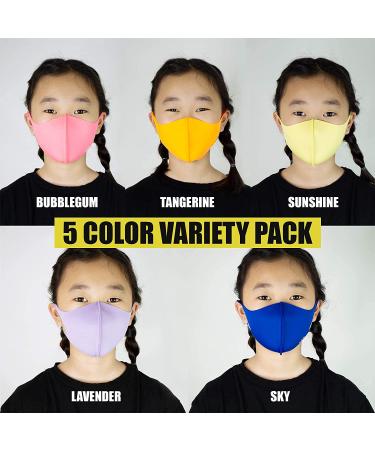LAPCOS Kids Face Mask Set (5 Pack) Assorted Colors - Washable & Reusable, Cute Breathable Shield for Boys and Girls - Ideal for School, Sports & Outdoors - Buy Online on GoSupps.com