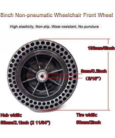 8inch Replacement Wheelchair Wheel Electric Wheelchair Front Caster Honeycomb Solid Rubber Tire Wheel for Wheelchairs Rollators Walkers 2Pcs - Buy Online on GoSupps.com