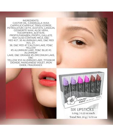 Magic Kiss Color Changing Matte Lipstick Set with Aloe Vera (Set of 6) - Colors of Aloha 5 - Buy Online on GoSupps.com