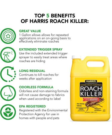 Harris Roach Killer Liquid Spray - Odorless, Non-Staining 12-Month Residual Kill Formula (Gallon) - Buy Online on GoSupps.com