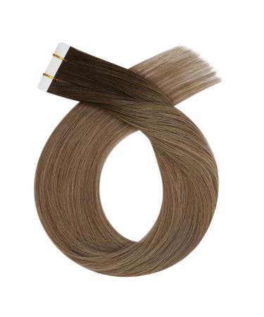 Moresoo Invisible Tape Hair Extensions - Real Hair 55cm Dark Brown to Blond 5 Pieces 12.5g #2/DXB/18 | Premium Quality Extensions - Buy Online on GoSupps.com
