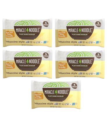 Miracle Noodle Fettuccine Pasta - Plant Based Shirataki Noodles, Keto, Vegan, Gluten-Free, Low Carb, Paleo, Kosher, 0 Calories - 7 Ounce (Pack of 5)