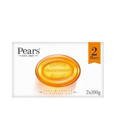 Pears Pure and Gentle Transparent Amber Soap with Natural Oils 2x100g