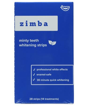 Zimba Minty Teeth Whitening Strips Chemical Free Vegan 28 Pieces (Pack of 1)