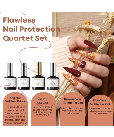 Modelones 20 Colors Gel Nail Polish Kit - Fall Winter Collection | Gold, Orange, Yellow, Brown Shades | Bond Primer, Glossy & Matte Top Coat | DIY Nail Art | Halloween Gift Set - 24 PCs - Buy Online on GoSupps.com