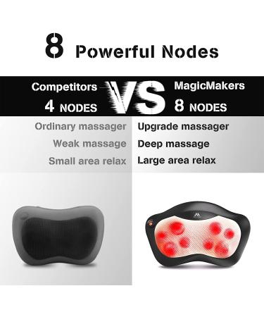 Shiatsu Neck and Back Massager with 8 Heated Rollers - Kneading Massage Pillow for Shoulders, Lower Back, Legs, and Feet - Relaxation Gift for Men and Women - Present for Wife - Black - Buy Online on GoSupps.com