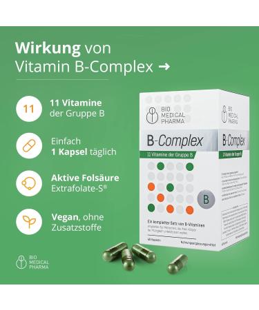 High-Dose B Complex Vitamins - All 11 B Vitamins Vegan 60 Capsules - Active Forms with Choline Inositol & PABA - Buy Online on GoSupps.com