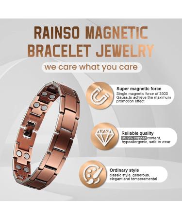 Buy RainSo European Pure Copper Magnetic Health Bracelet for Men - Stylish & Therapeutic in Black Gift Box - Buy Online on GoSupps.com
