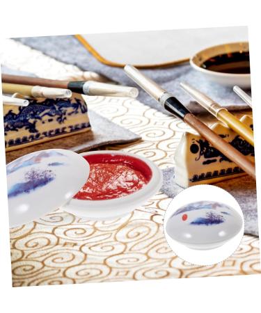 Ipetboom Ink Pad Box Toiletry Containers Red Ink Cosmetic Travel Container Rustic Home Decor Red Finger Ink Pad Container with Lid Thumb Impression Pad White Tea Bag Ceramics Seal - Buy Online on GoSupps.com