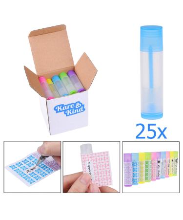 25-Pack Empty Lip Balm Tubes - 5 Colors - DIY Chapstick Containers with Stickers - 5.5 ml - Buy Online on GoSupps.com