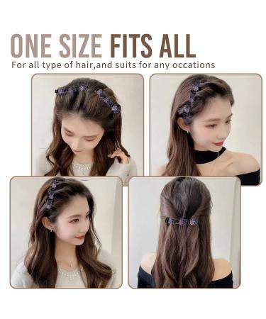 Rsvlte Sparkling Crystal Stone Braided Hair Clips for Women - Plum Blossom-4 PCS - Buy Online on GoSupps.com