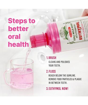 Euthymol Mouthwash Mild Mint 500ml (2 Pack) - Alcohol-Free Fluoride Formula for Healthy Teeth & Gums Reduces Plaque Refreshing Breath - Buy Online on GoSupps.com