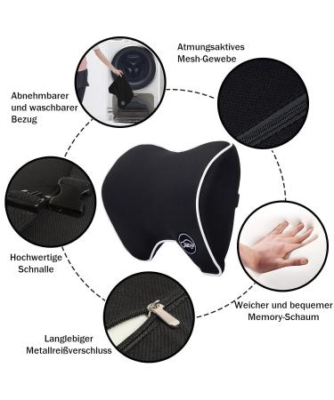 Auto Neck Pillow for Driving | Memory Foam Car Headrest Support | Travel Sleeping Pillow - Black - Buy Online on GoSupps.com