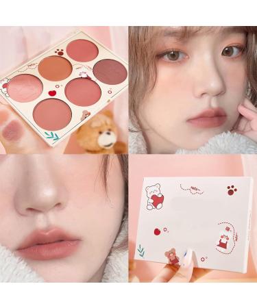 Kcabrtet 6 Colorss Face Blush Palette Matte Shimmers Blush Palette Smooths Blendable Powder Blush Contour Highlighter Blush Multiuse Makeup Palette(Six color powder blusher plate) - Buy Online on GoSupps.com