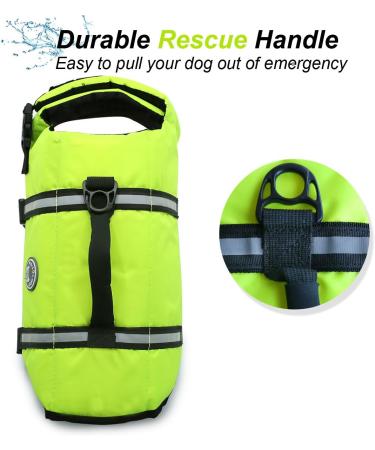 Vivaglory Ripstop Dog Rescue Vest - Improved Buoyancy & Visibility for Small/Medium Dogs | Neon Yellow XS (35-43cm Chest Circumference) - Perfect for Boating & Water Safety - Buy Online on GoSupps.com