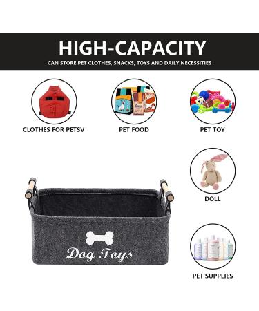 Geyecete Dog Toys Storage Bin - Collapsible Pet Supplies Basket with Wooden Handle - Buy Online on GoSupps.com