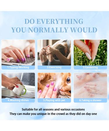 Blue Press On Nails - Short Square Fake Nails | 24pcs Glossy Acrylic Glue-On Short Nails for Women - Thick & Reusable - Buy Online on GoSupps.com