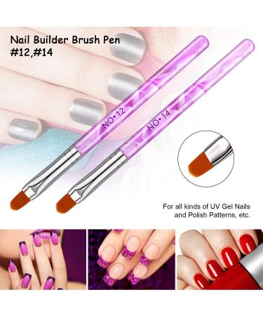 7 Pieces Nail Art Builder Brush Set - UV Gel & Acrylic Painting Pen in Purple - Buy Online on GoSupps.com