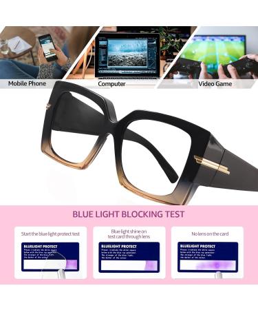 LVIOE Blue Light Filter Glasses - Reduce Eye Strain for Gamers & Non-Glasses Wearers | Stylish Blue & Brown Frames - Buy Online on GoSupps.com