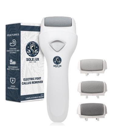Electric Callus Remover for Foot Electric Foot Scrubber Dead Skin Remover for Foot Care with 3 Rollers Waterproof 60mAh Rechargeable Foot Callus Remover for Hard Cracked Dry Dead Skin