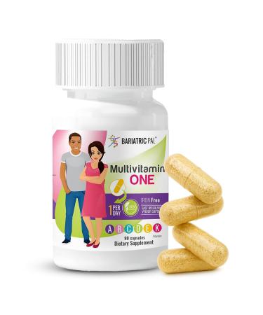 BariatricPal Multivitamin ONE 1 per Day! Bariatric Multivitamin Capsule Iron Free | Easy to Swallow Capsule | Vitamin for Bariatric Surgery Patients | 90 Count (3 Month Supply)