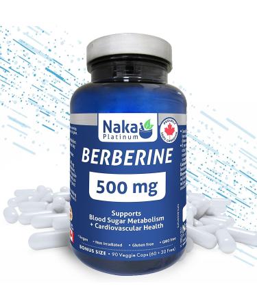Naka Platinum Berberine 500mg Supports Blood Sugar Metabolism - Cardiovascular Health Made in Canada (90 Count (Pack of 1))