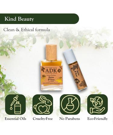 ADK Berries & Roses Botanical Perfume Roller .33 oz (10 mL) Natural Hypoallergenic & Clean Perfume for Women & Men with Notes of Blackberry Green Herb Rose Musk & Cedarwood 0.33 Ounce (10 mL) - Buy Online on GoSupps.com