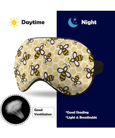 Yellow Bee & Honeycomb Sleep Mask Eye Cover - Adjustable Strap, Blocks Light for Men and Women - Ideal for Sleeping, Travel, and Naps - Buy Online on GoSupps.com
