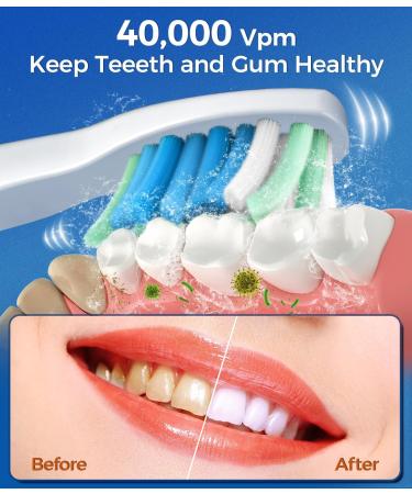 Electric Toothbrush for Adults with 8 Brush Heads - Sonic 40000 VPM Deep Clean 5 Modes Rechargeable Fast Charge Lasts 30 Days - Yellow - Buy Online on GoSupps.com