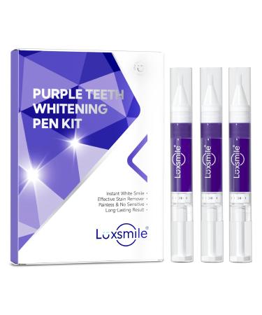 Teeth Whitening Gel Pens V34 Purple Teeth Whitener Non Sensitive 25% Carbamide Peroxide Teeth Color Corrector Whitening (3X) 4ml / Pen 0.33 Fl Oz (Pack of 3)